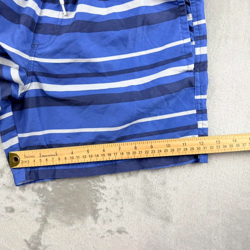 Livergy Men's Blue White Striped Swim Trunks Size Medium Board Shorts Beachwear